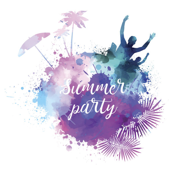 你好夏天水彩背景图片下载