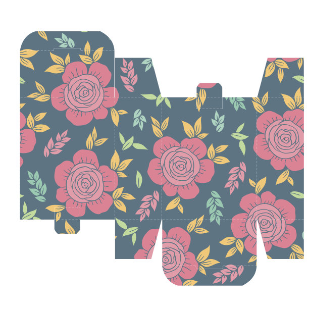 礼物婚礼喜欢模具盒设计模板与自然的图案图片下载