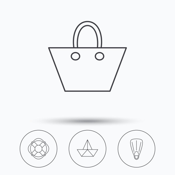 纸船，鳍和救生圈图标。图片下载