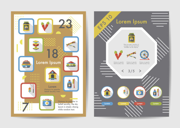 宠物图标设置与长阴影，eps10图片下载