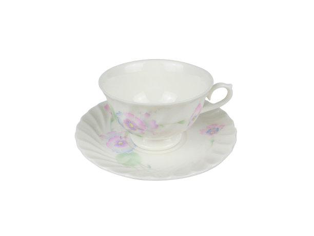 一套白色背景的中国茶杯图片下载