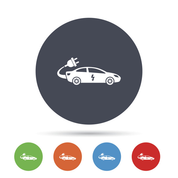 电动汽车标志图标。轿车轿车的象征。图片下载