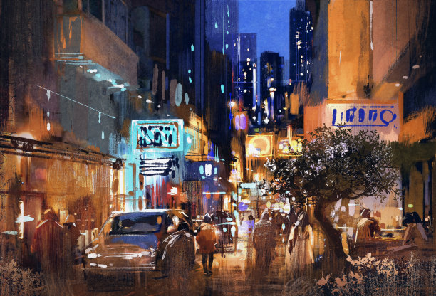 夜景、街景、插画图片下载