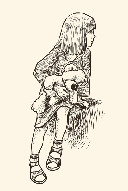 小女孩和她的泰迪熊图片下载