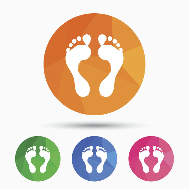 人类足迹标志图标。赤脚的象征。图片下载