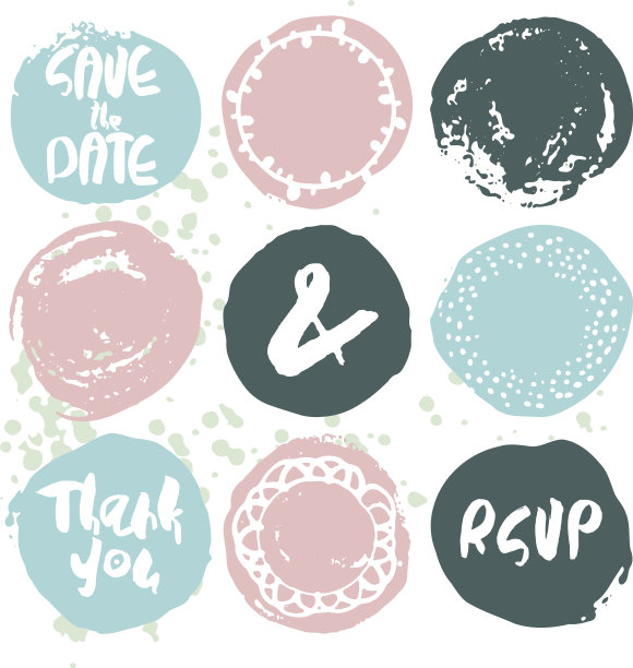 一套9个装饰婚礼和浪漫元素。图片下载