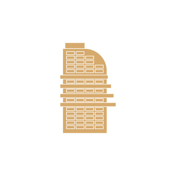 独立办公楼：城市建筑标志，白色背景上的商业结构，建筑图标图片下载