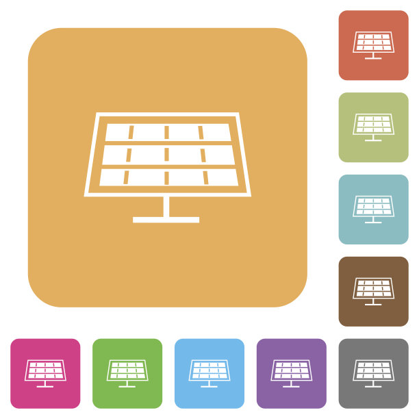 太阳能电池板圆形方形平面图标图片下载