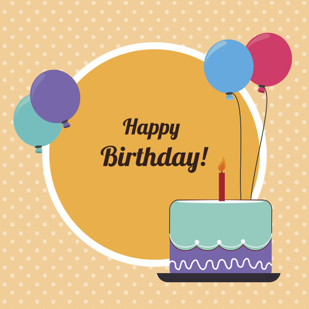 生日设计在米色背景矢量插图图片下载