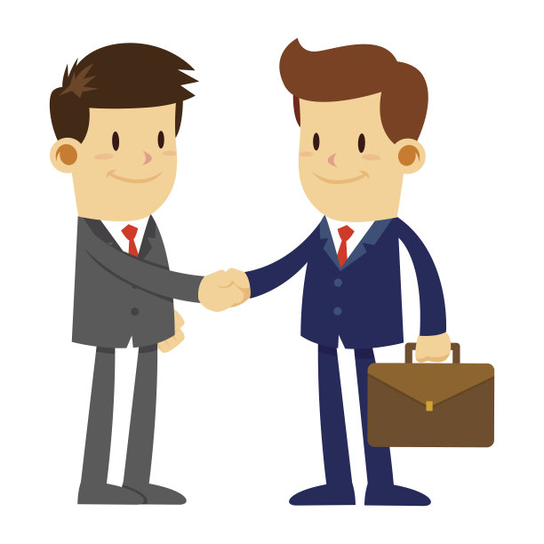 两个西装革履的商人微笑着握手图片下载