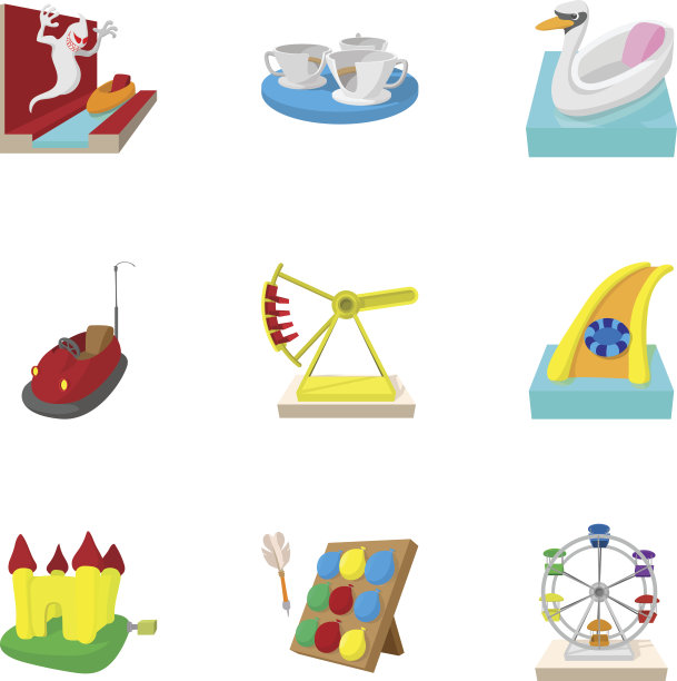 儿童游戏图标集，卡通风格图片下载