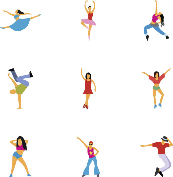 舞蹈风格图标设置，平面风格图片下载
