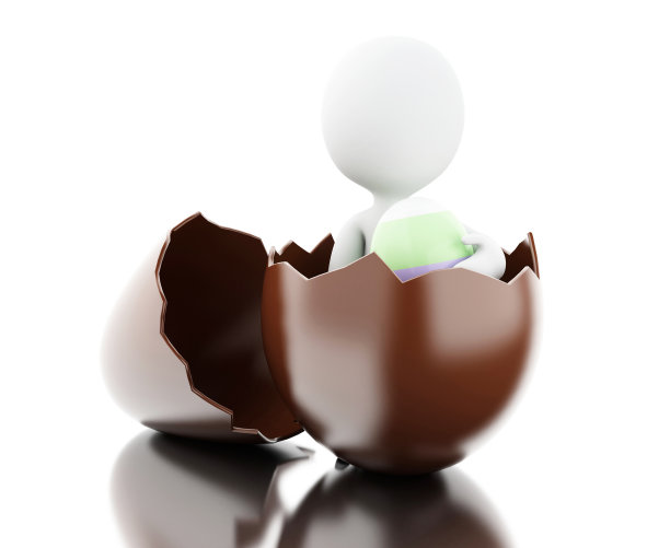 3d白种人和复活节彩蛋。图片下载