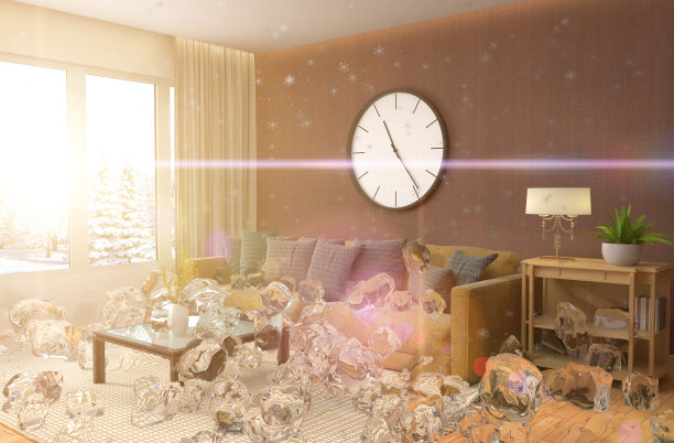 禁用供暖。室内与冰。3 d iilustration图片下载