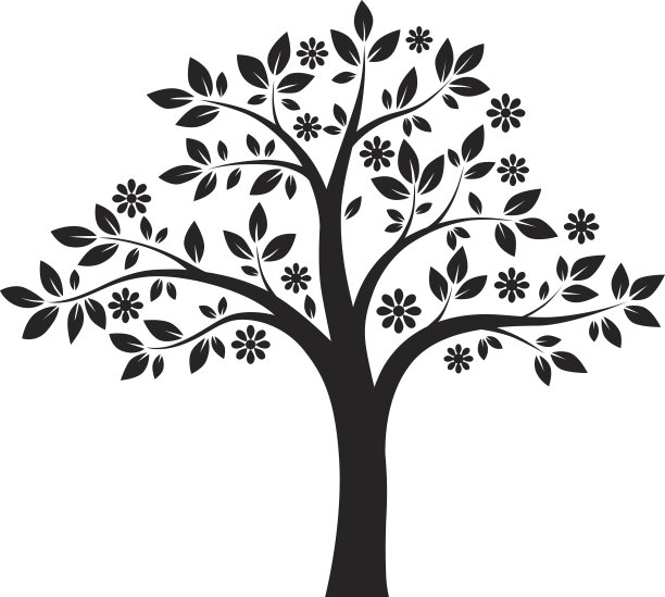 黑白树。向量图片下载