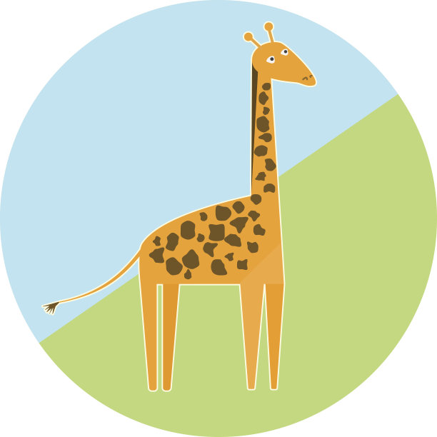 卡通彩色长颈鹿图标图片下载