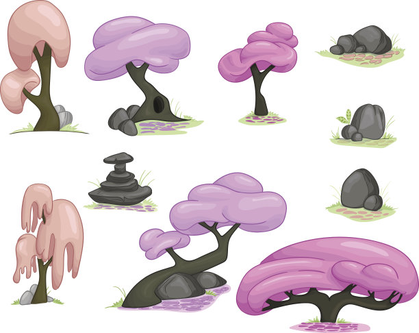 春季卡通树集图片下载