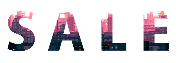 销售字与城市模板图片下载