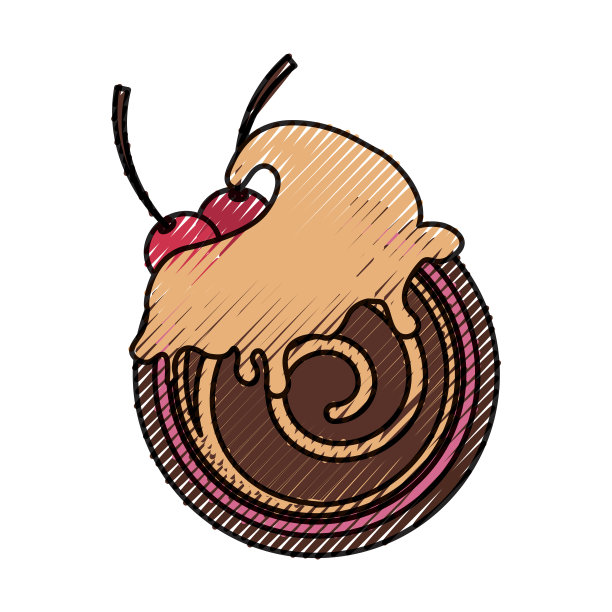 巧克力卷蛋糕图标矢量插图图形设计图片下载