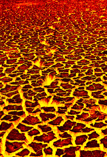 火山爆发后热红开裂地面纹理图片下载
