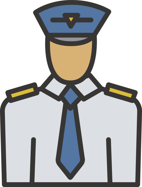 飞行员彩色图标。孤立的矢量插图上的白色背景。图片下载