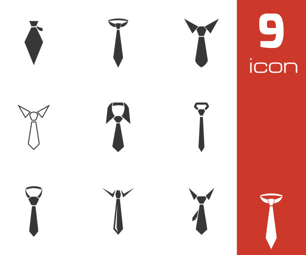 向量黑色领带图标设置图片下载
