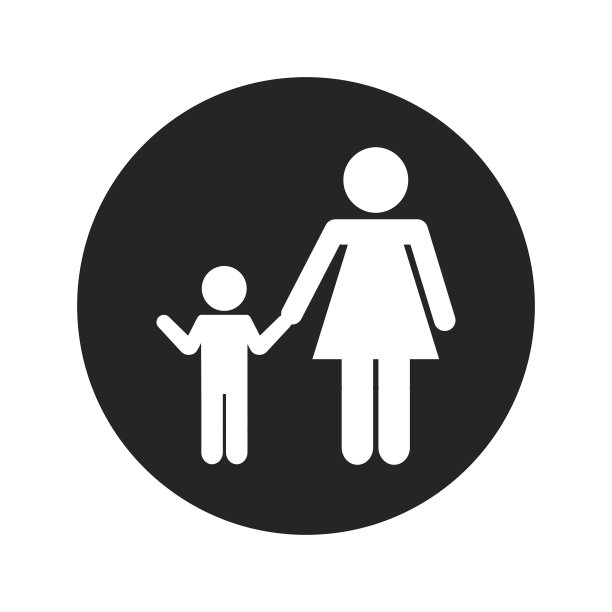 母子剪影隔离图标图片下载