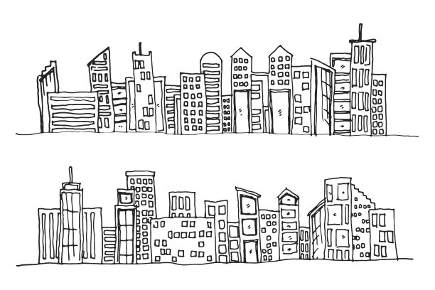 卡通手绘城市矢量图图片下载