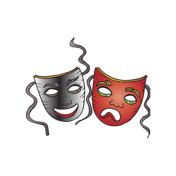 戏剧面具素描（喜剧和悲剧）图片下载