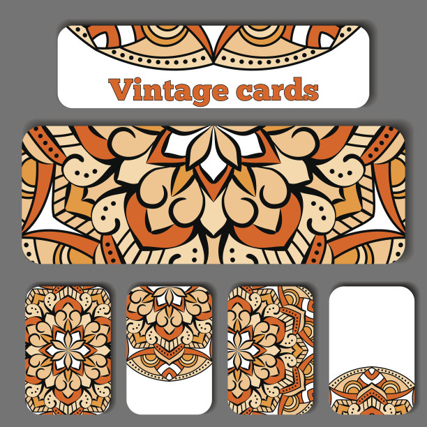 模板名片与东方模式和几何圆元素。图片下载