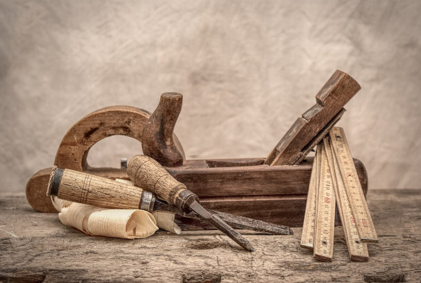老式木工工具，程式化的hdr形象图片下载