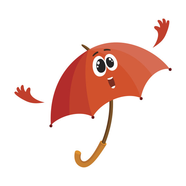 有趣的微笑伞人物给予，显示拇指图片下载