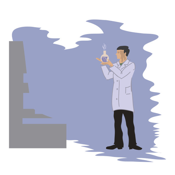 药剂师拿着一个化学烧瓶图片下载