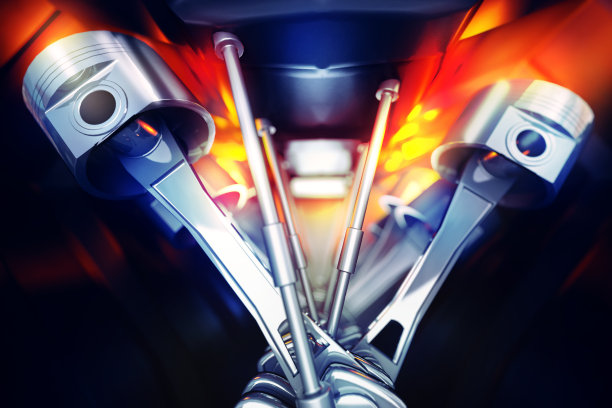 汽车发动机的3d插图。汽车发动机的曲轴素材图片