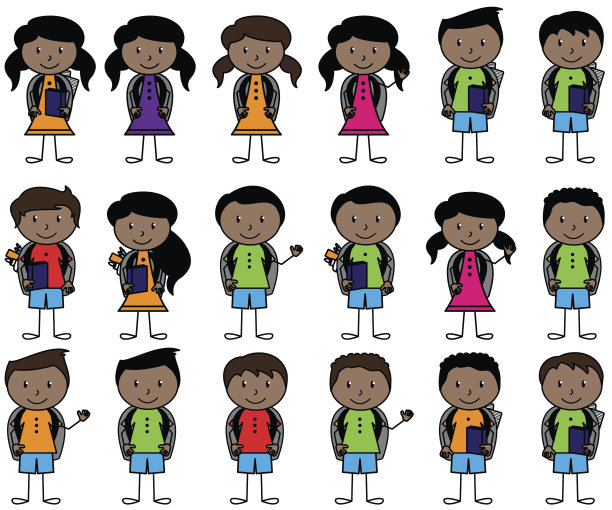非裔美国学生矢量格式的集合图片下载