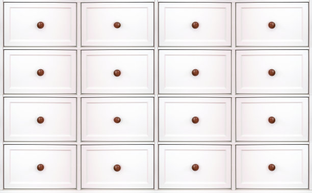 前视图的白色复古抽屉柜图片下载