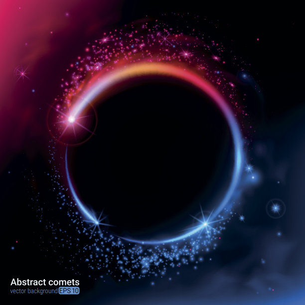 光的效果。抽象的霓虹灯彗星。明亮粒子的漩涡。图片下载