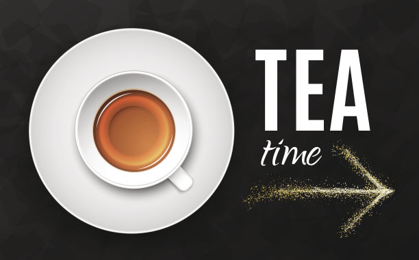 豪华黑色背景矢量插图与茶杯图片下载