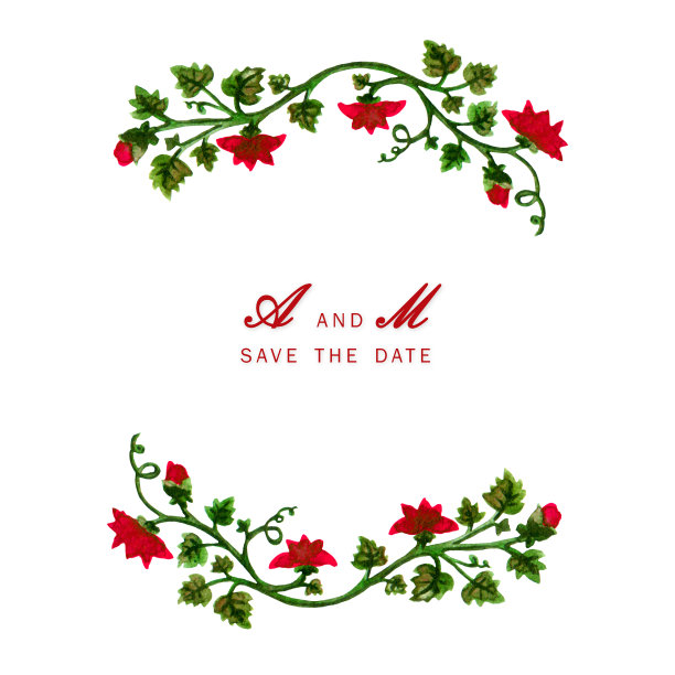 水彩花框架素材图片