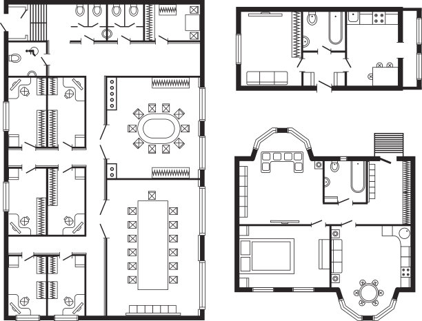 现代办公建筑平面、室内家具及施工图设计项目图片下载