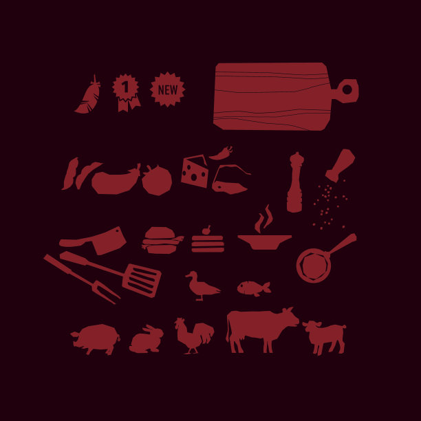 肉类餐厅食物图标设置。矢量插图的肉象形图和烹饪图片下载