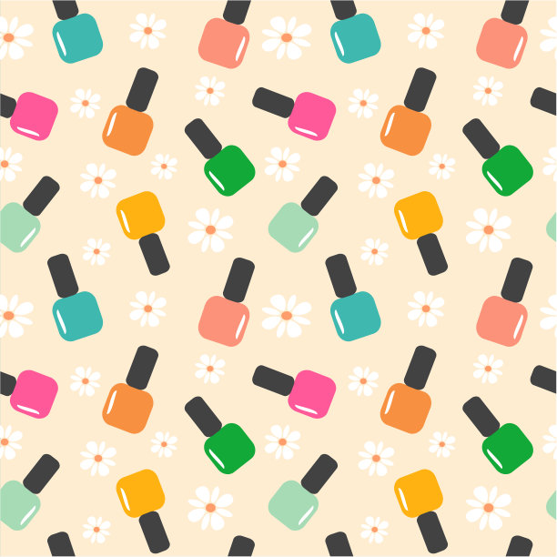 春季夏季指甲油颜色无缝矢量图案背景插图图片下载