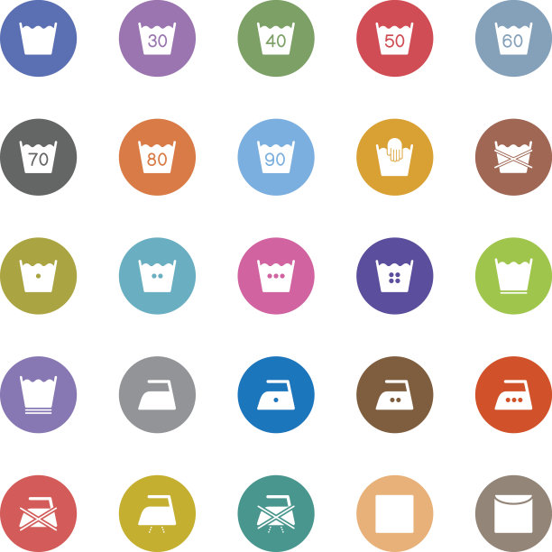 彩色洗衣矢量- 25个图标图片下载