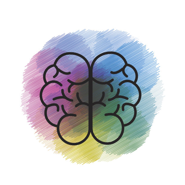 水彩心理健康智能大脑图标素材图片