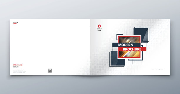 景观宣传册设计。公司业务手册、报告、目录、杂志、书籍小册子模板。水平布局，现代元素和抽象背景。图片下载