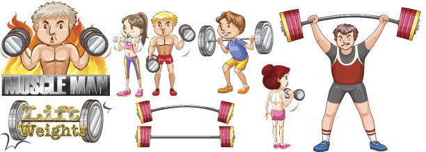 人们练习举重素材图片