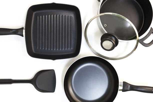 锅和锅不锈钢白色背景。图片下载