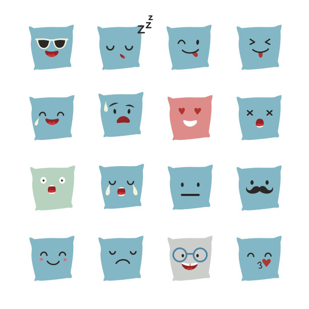 枕头表情矢量插图图片下载