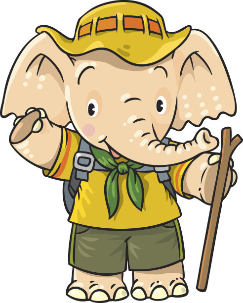 童子军。小宝贝的大象。图片下载
