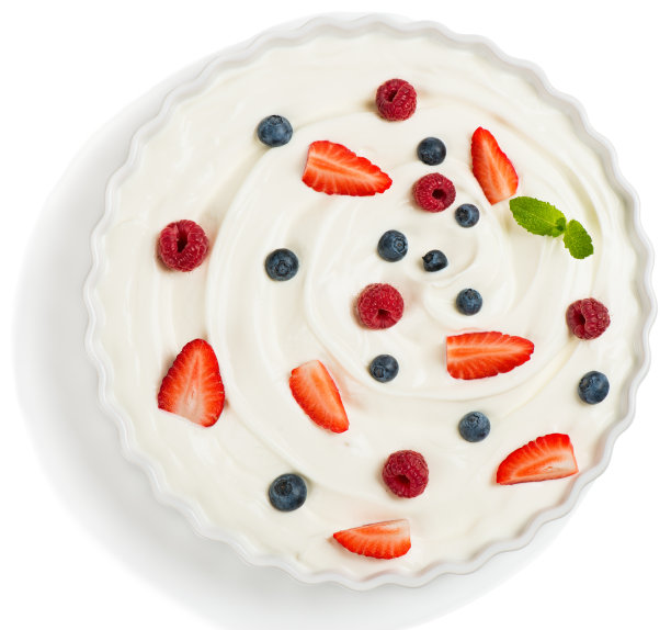 酸奶与新鲜混合浆果。图片下载